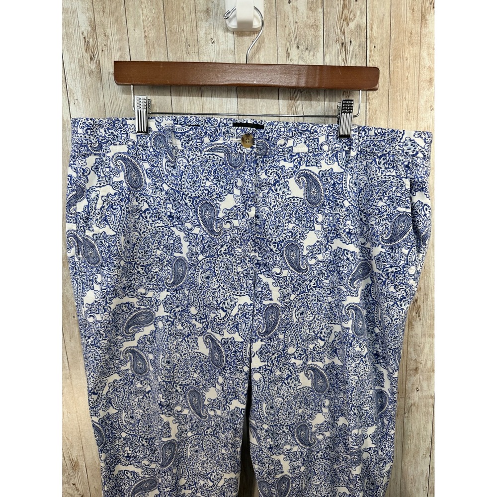 Talbots Relaxed Chino Pants Women's 14 Blue White Paisley Print Casual vacation - Picture 3 of 7